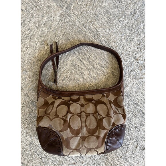 VGUC VTG Coach Ergo Signature Shoulder Hobo Purse Monogram Canvas Leather Brown - Picture 5 of 10
